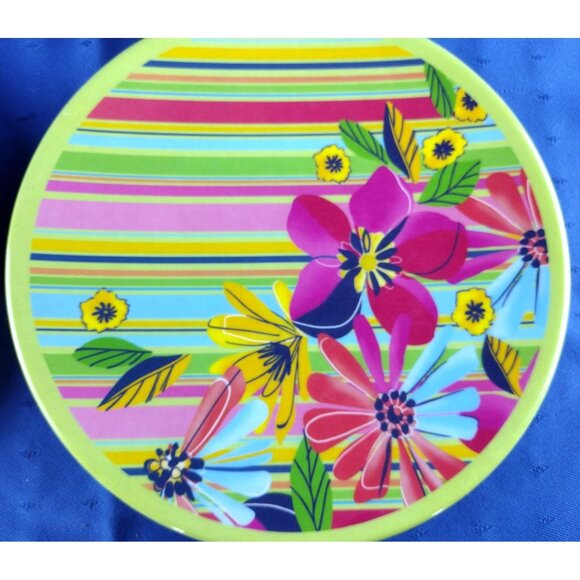 Eco Plates Coldwater Creek 4 Plate Set Kitchen Decor Flower Pattern Evergreen - Picture 10 of 14